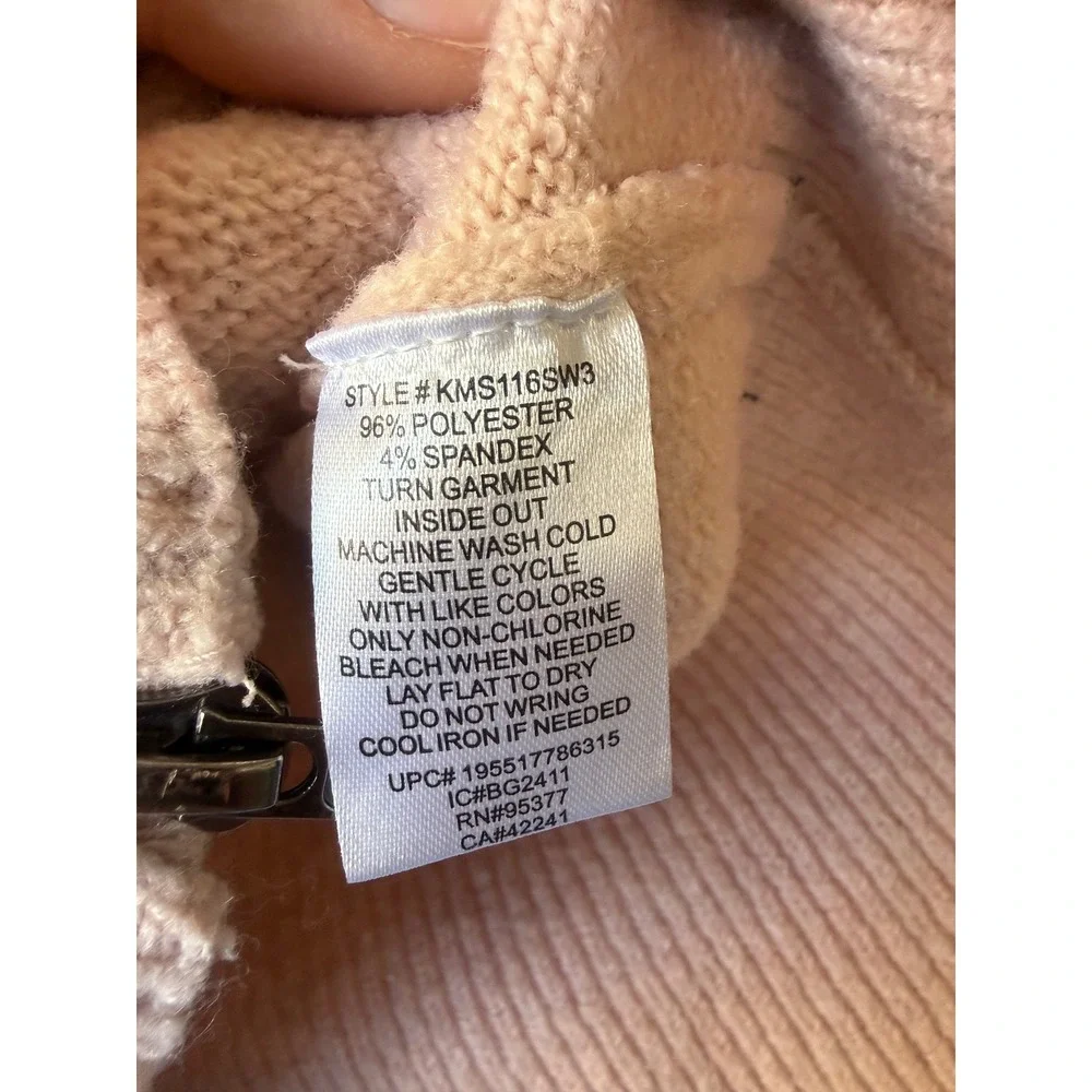 Modern Supply by Sanctuary Peach‎ Cable Knit Zip Front Short Sleeve Sweater S